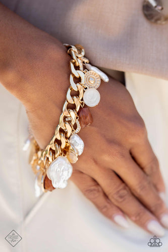 SEA For Yourself- White and Gold Bracelet- Paparazzi Accessories
