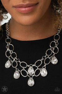 Show Stopping Shimmer- White and Silver Necklace- Paparazzi Accessories