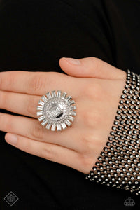 Shimmery Sparkle- White and Silver Ring- Paparazzi Accessories