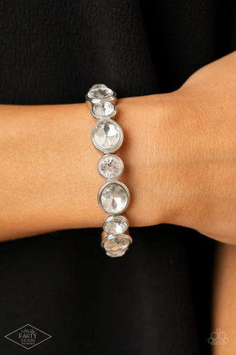 Still GLOWING Strong- White and Silver Bracelet- Paparazzi Accessories