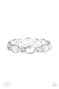 Still GLOWING Strong- White and Silver Bracelet- Paparazzi Accessories