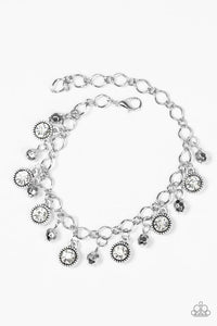 Stratosphere Shimmer- White and Silver Bracelet- Paparazzi Accessories