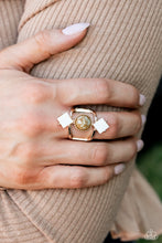 Load image into Gallery viewer, Sunbeam Showcase- White and Gold Ring- Paparazzi Accessories