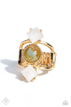 Load image into Gallery viewer, Sunbeam Showcase- White and Gold Ring- Paparazzi Accessories