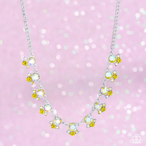Tabloid Treasure- Yellow and Silver Necklace- Paparazzi Accessories