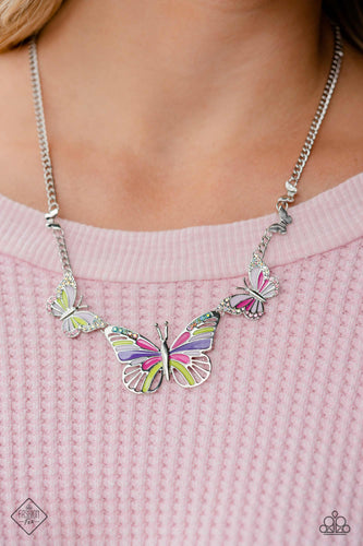 The FLIGHT Direction- Multicolored Silver Necklace- Paparazzi Accessories
