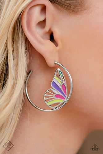 The FLIGHT of the Century- Multicolored Silver Earrings- Paparazzi Accessories