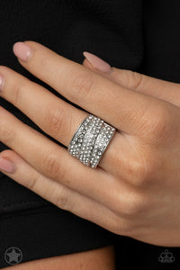 The Millionaires Club- White and Silver Ring- Paparazzi Accessories
