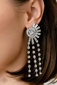 Torrential Twinkle- White and Silver Earrings- Paparazzi Accessories