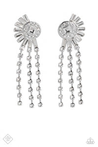 Torrential Twinkle- White and Silver Earrings- Paparazzi Accessories