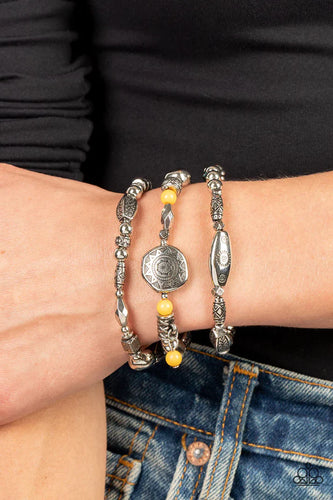 Western Quest- Blue and Yellow Bracelet- Paparazzi Accessories