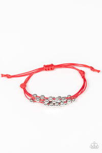 Without Skipping A BEAD- Red and Silver Bracelet- Paparazzi Accessories