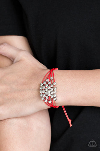 Without Skipping A BEAD- Red and Silver Bracelet- Paparazzi Accessories