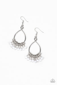Broadway Babe- White and Silver Earrings- Paparazzi Accessories