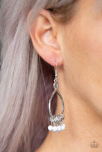 Load image into Gallery viewer, Broadway Babe- White and Silver Earrings- Paparazzi Accessories