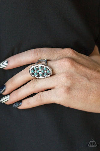 Cactus Garden- Blue and Silver Ring- Paparazzi Accessories