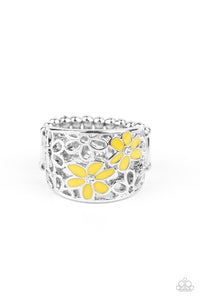 Clear As A DAISY- Yellow and Silver Ring- Paparazzi Accessories