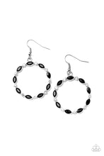 Load image into Gallery viewer, Crystal Circlets- Black and Silver Earrings- Paparazzi Accessories