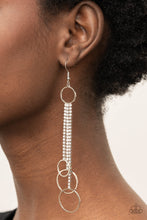 Load image into Gallery viewer, Demurely Dazzling- White and Silver Earrings- Paparazzi Accessories