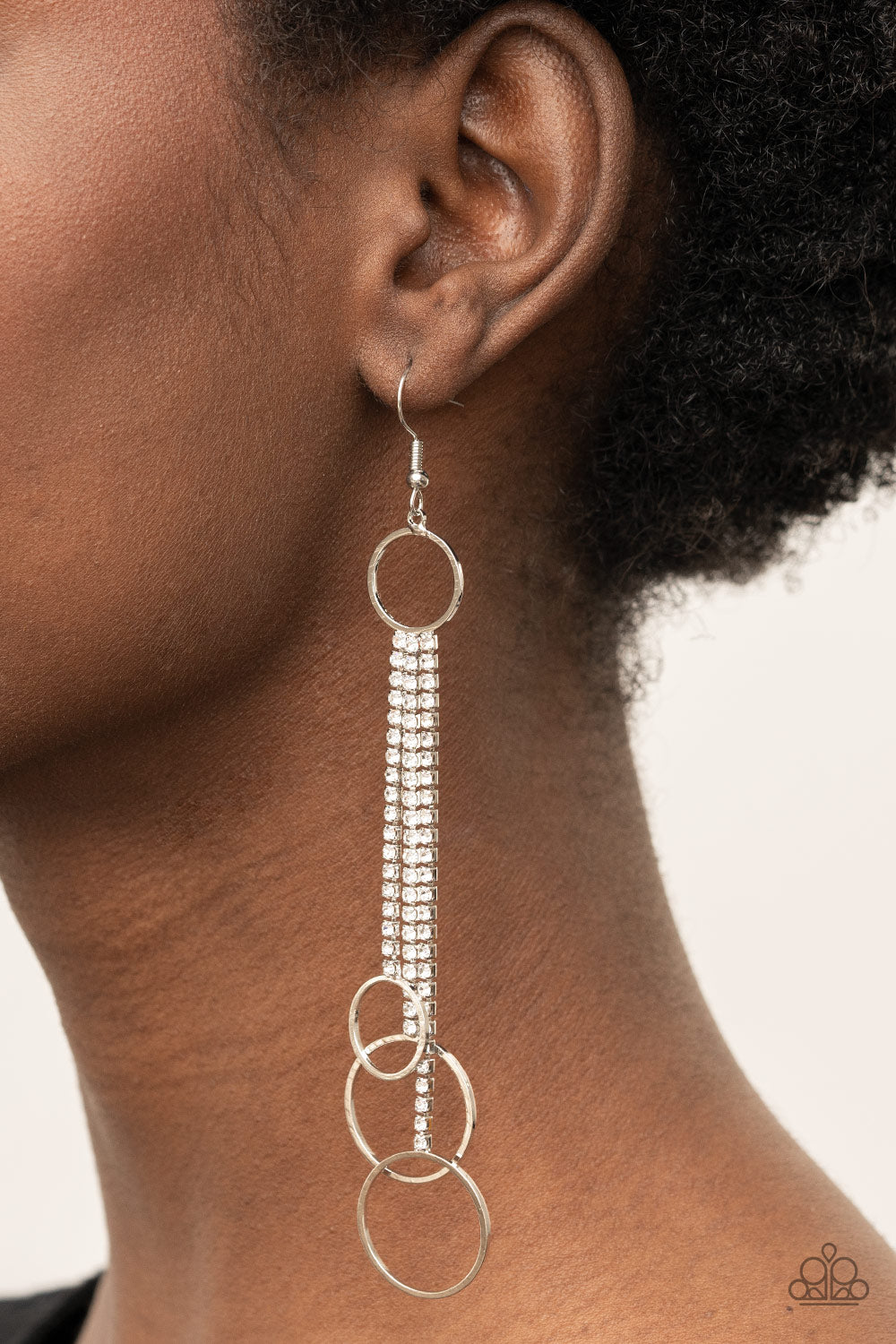 Demurely Dazzling- White and Silver Earrings- Paparazzi Accessories