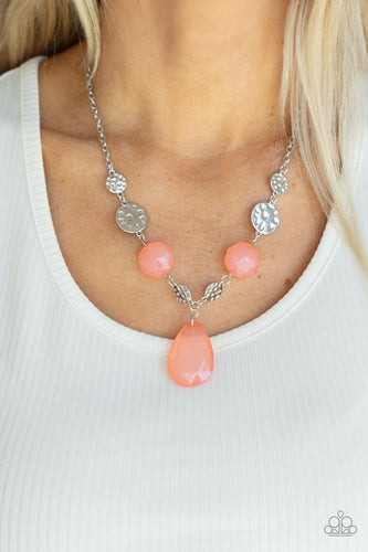DEW What You Wanna DEW- Orange and Silver Necklace- Paparazzi Accessories