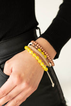 Load image into Gallery viewer, Down HOMESPUN- Yellow and Brown Bracelet- Paparazzi Accessories