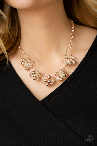 Effervescent Ensemble- Rose Gold Necklace- Paparazzi Accessories