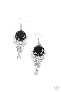 Elegantly Effervescent- Black and Silver Earrings- Paparazzi Accessories