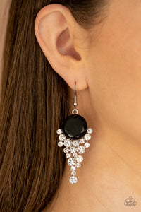 Elegantly Effervescent- Black and Silver Earrings- Paparazzi Accessories