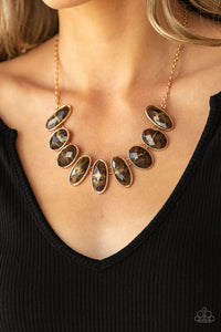 Elliptical Episode- Brown and Gold Necklace- Paparazzi Accessories