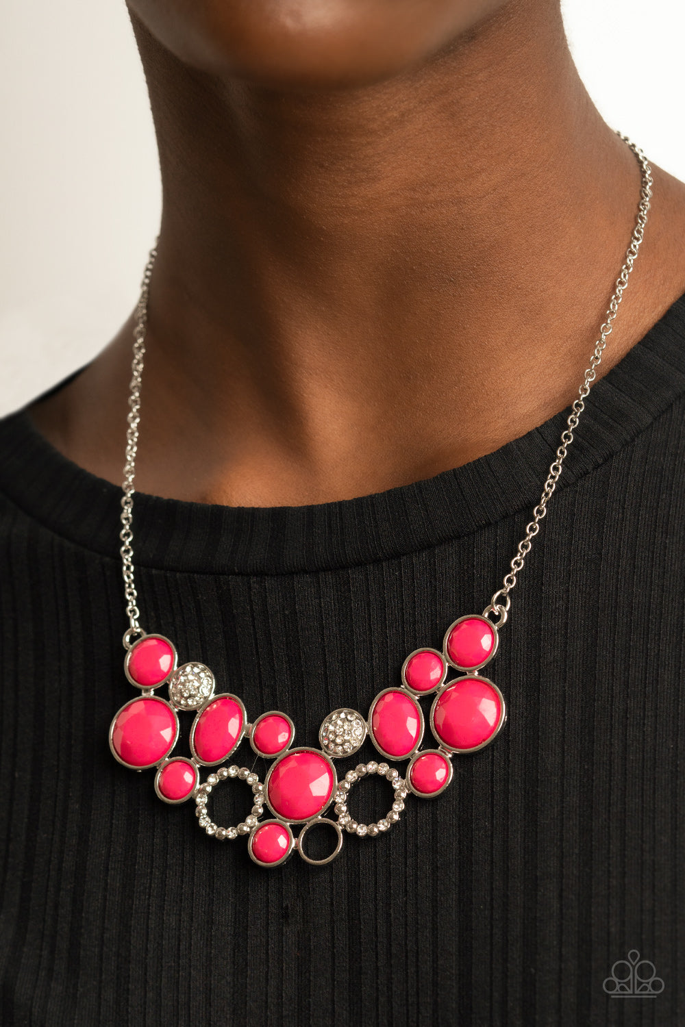 Extra Eloquent- Pink and Silver Necklace- Paparazzi Accessories