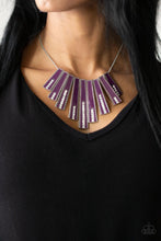 Load image into Gallery viewer, FAN-tastically Deco- Purple and Silver Necklace- Paparazzi Accessories