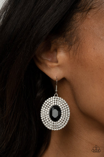 FIERCE Field- Black and Silver Earrings- Paparazzi Accessories