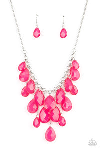 Front Row Flamboyance- Pink and Silver Necklace- Paparazzi Accessories