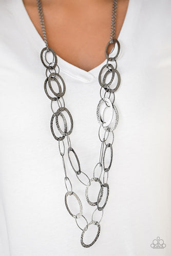 Glimmer Goals- Black Gunmetal Necklace- Paparazzi Accessories