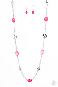 Glossy Glamorous- Pink and Silver Necklace- Paparazzi Accessories