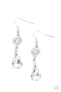 Graceful Glimmer- White and Silver Earrings- Paparazzi Accessories