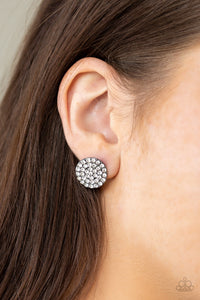 Greatest Of All Time- White and Gunmetal Earrings- Paparazzi Accessories
