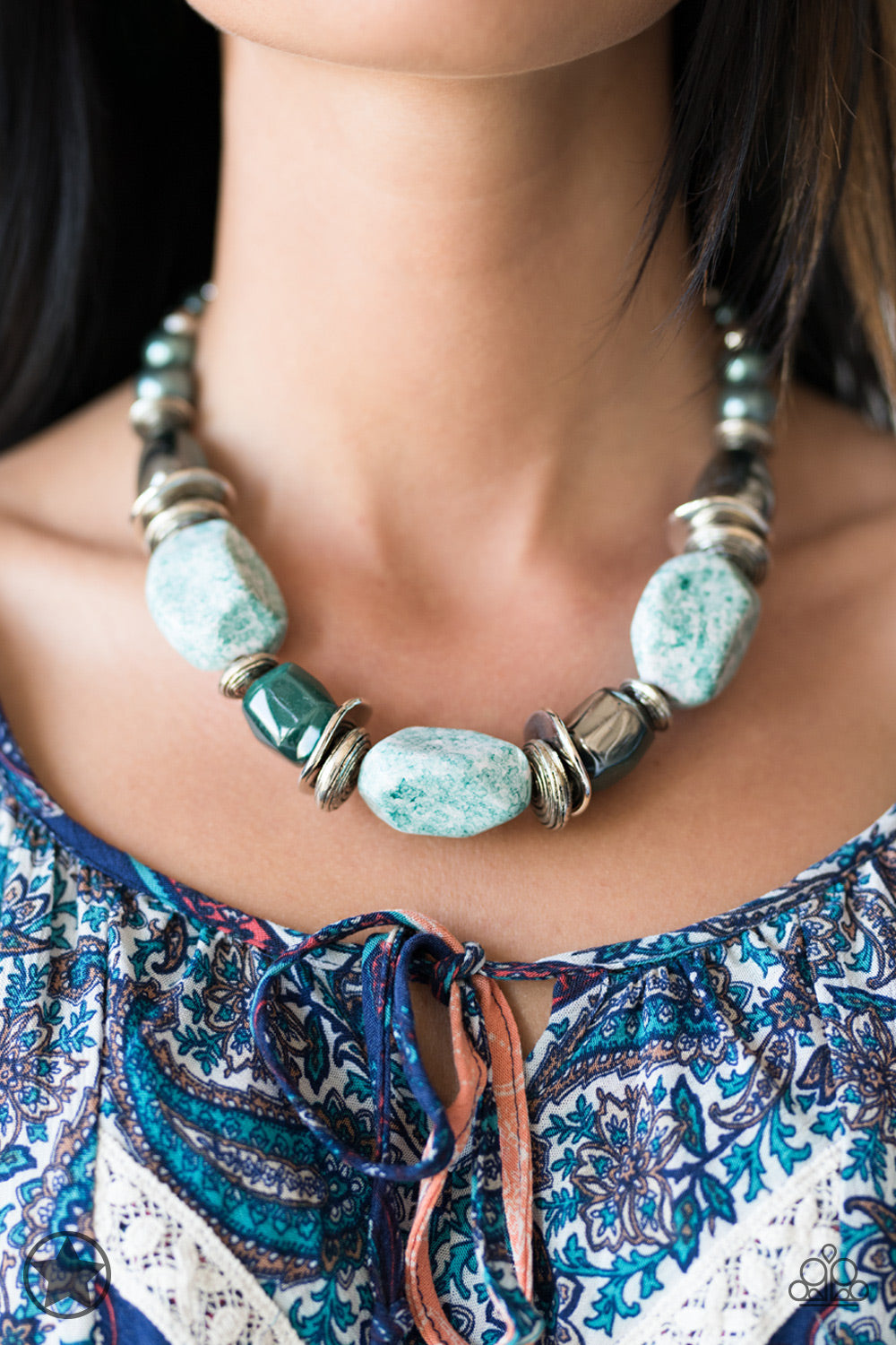 In Good Glazes- Blue and Silver Necklace- Paparazzi Accessories