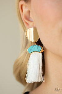 Insta Inca- Blue and Gold Earrings- Paparazzi Accessories