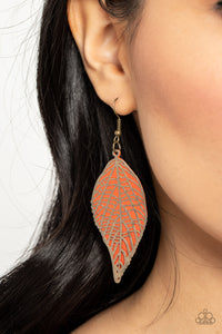 Leafy Luxury- Orange and Brass Earrings- Paparazzi Accessories