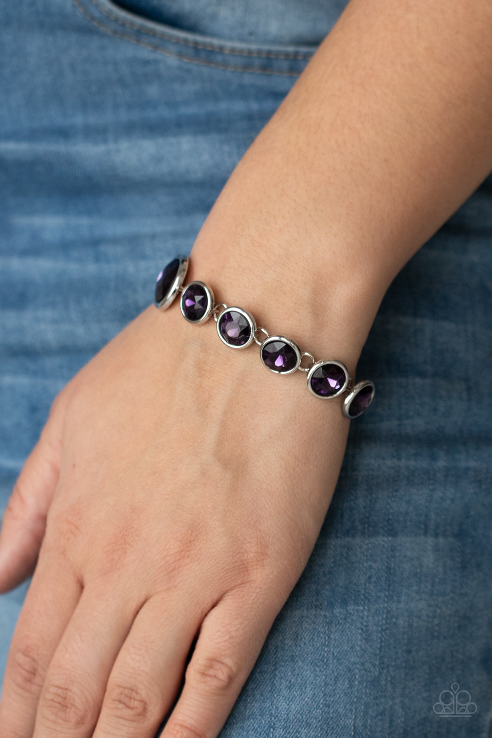 Lustrous Luminosity- Purple and Silver Bracelet- Paparazzi Accessories