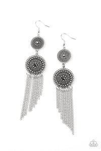 Medallion Mecca- Silver Earrings- Paparazzi Accessories