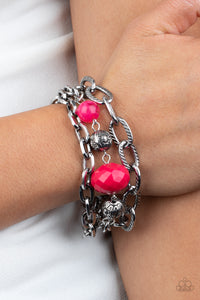 Mega Malibu- Pink and Silver Bracelet- Paparazzi Accessories