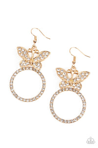 Paradise Found- White and Gold Earrings- Paparazzi Accessories
