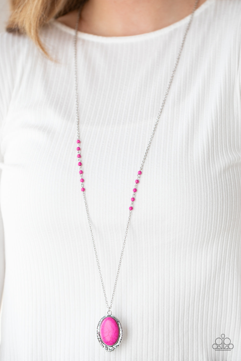 Plateau Paradise- Pink and Silver Necklace- Paparazzi Accessories
