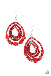 Prana Party- Red and Silver Earrings- Paparazzi Accessories