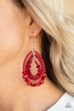 Load image into Gallery viewer, Prana Party- Red and Silver Earrings- Paparazzi Accessories