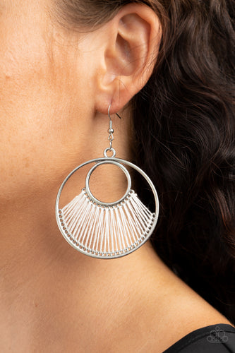 Really High Strung- White and Silver Earrings- Paparazzi Accessories