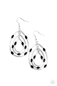 Rippling Rapport- Black and Silver Earrings- Paparazzi Accessories